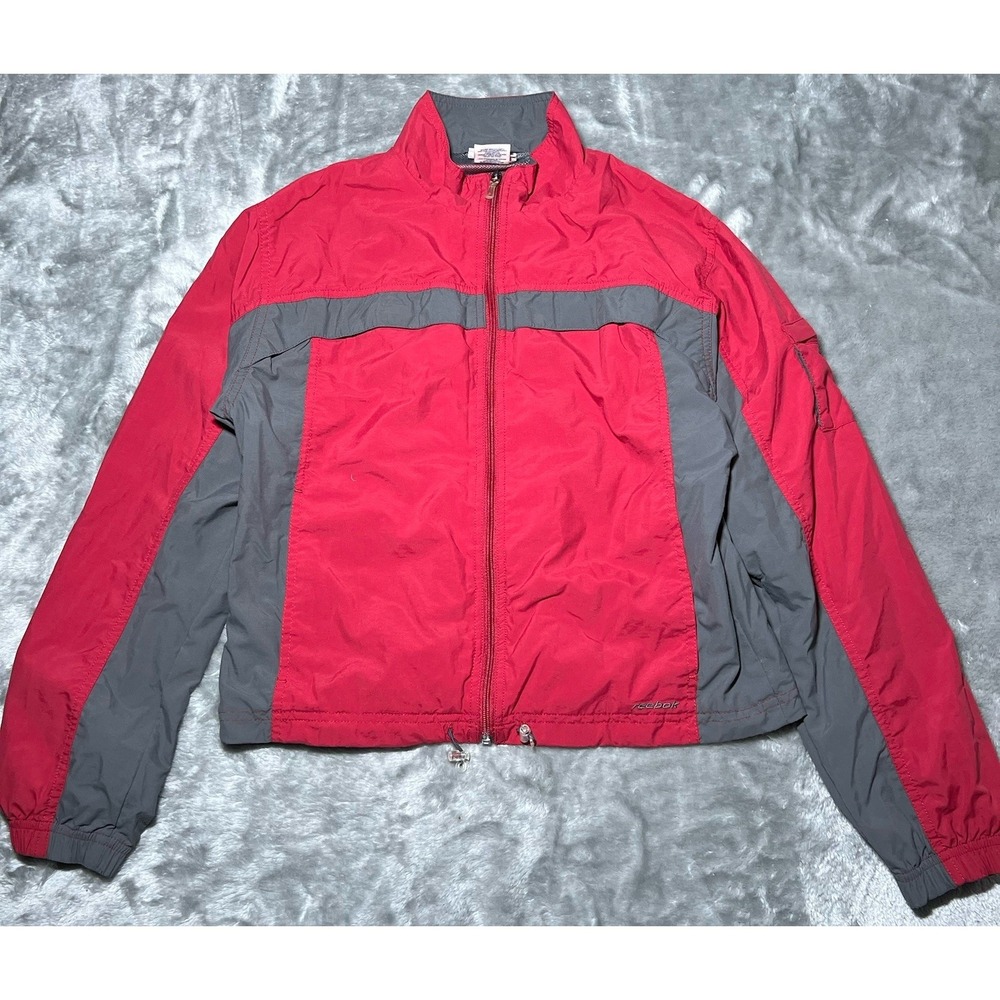 Reebok Jacket Women Size Medium Zip Up Windbreaker Running Vintage Red